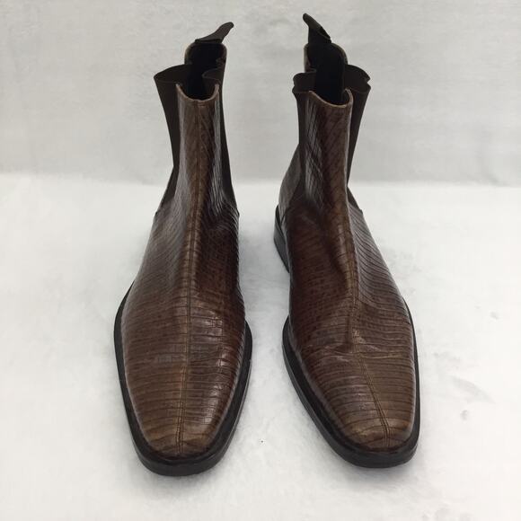 COLE HAAN Alligator Embossed Chelsea Boots Brown Men’s Sz 11.5 M - Picture 3 of 7